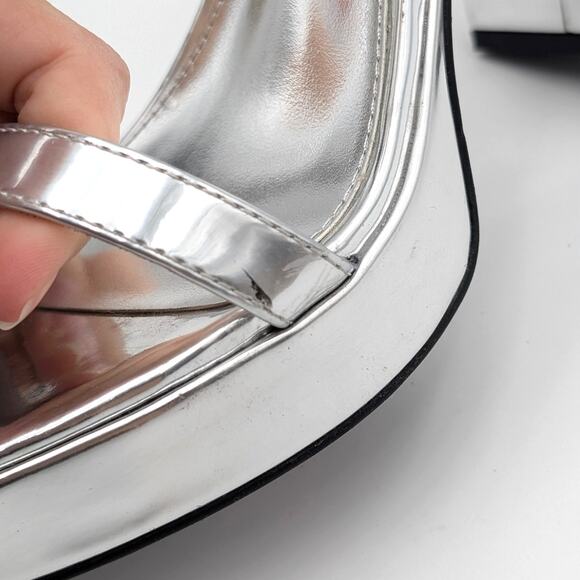 Steve Madden Veronika Platform Chunky Block Heel Sandal Women's Silver Size 10M - Picture 12 of 13